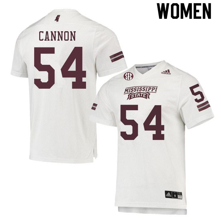 Women #54 Jackson Cannon Mississippi State Bulldogs College Football Jerseys Sale-White